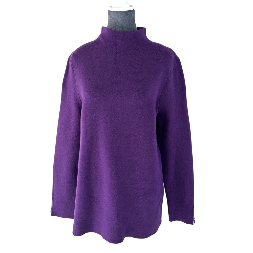 J. Jill Classic Preppy Modest Mock Neck Cotton Blend Long Sleeve Sweater M